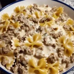 Creamy Beef and Bowtie Pasta