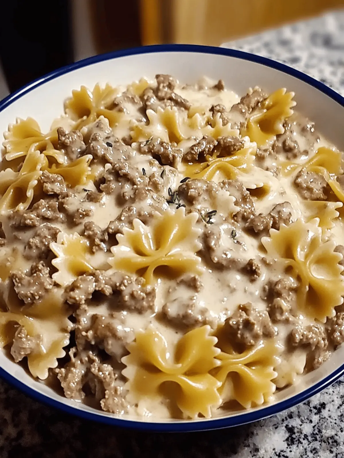 Creamy Beef and Bowtie Pasta