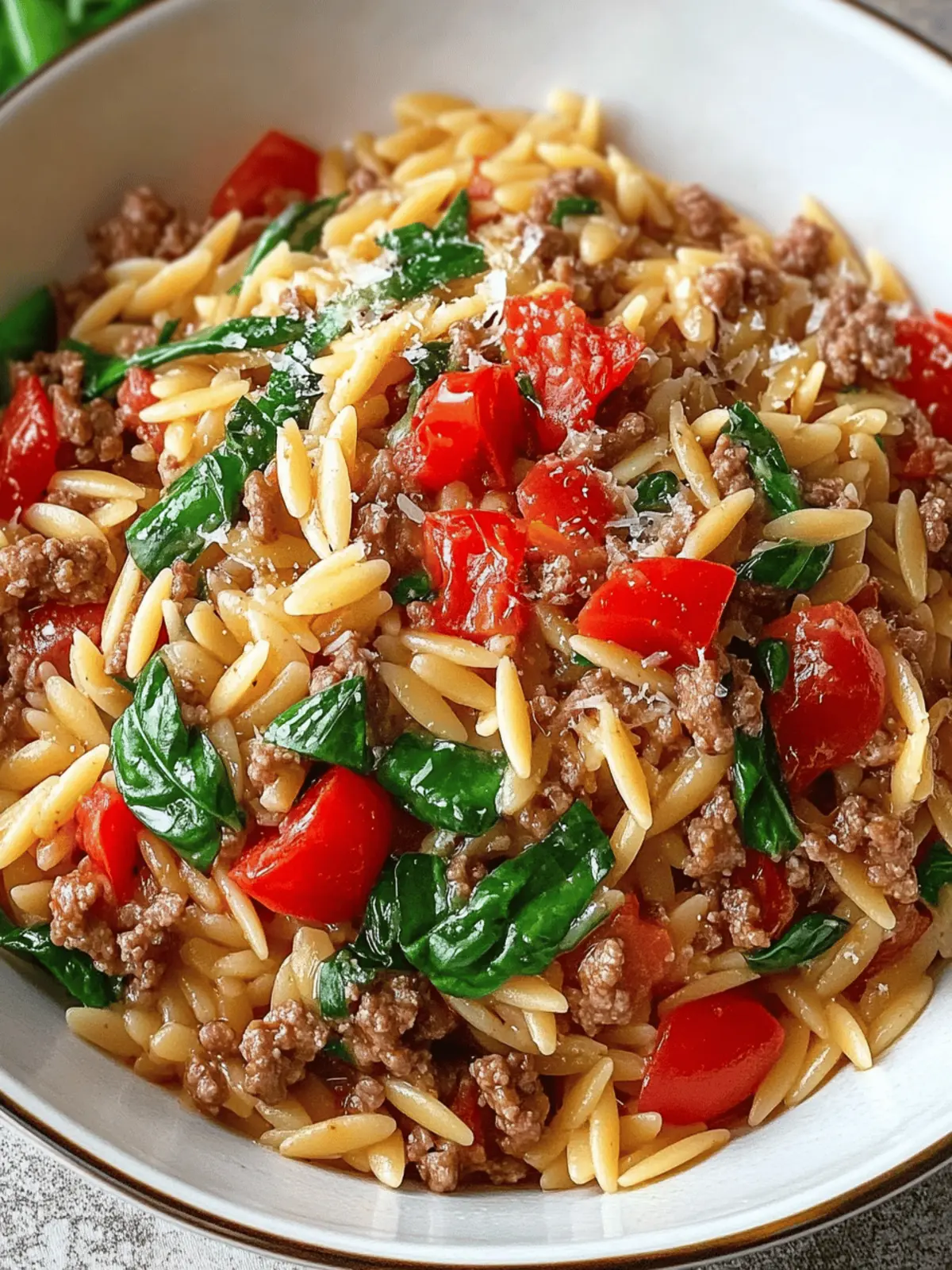 Savory Ground Beef Orzo