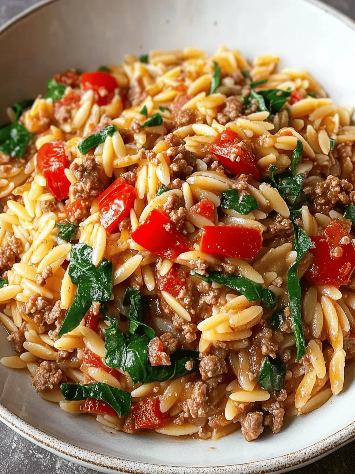 Savory Ground Beef Orzo