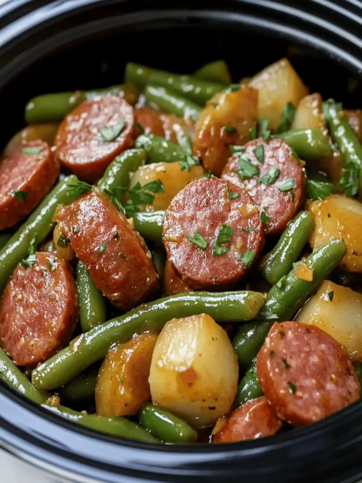 Crockpot Kielbasa and Green Beans