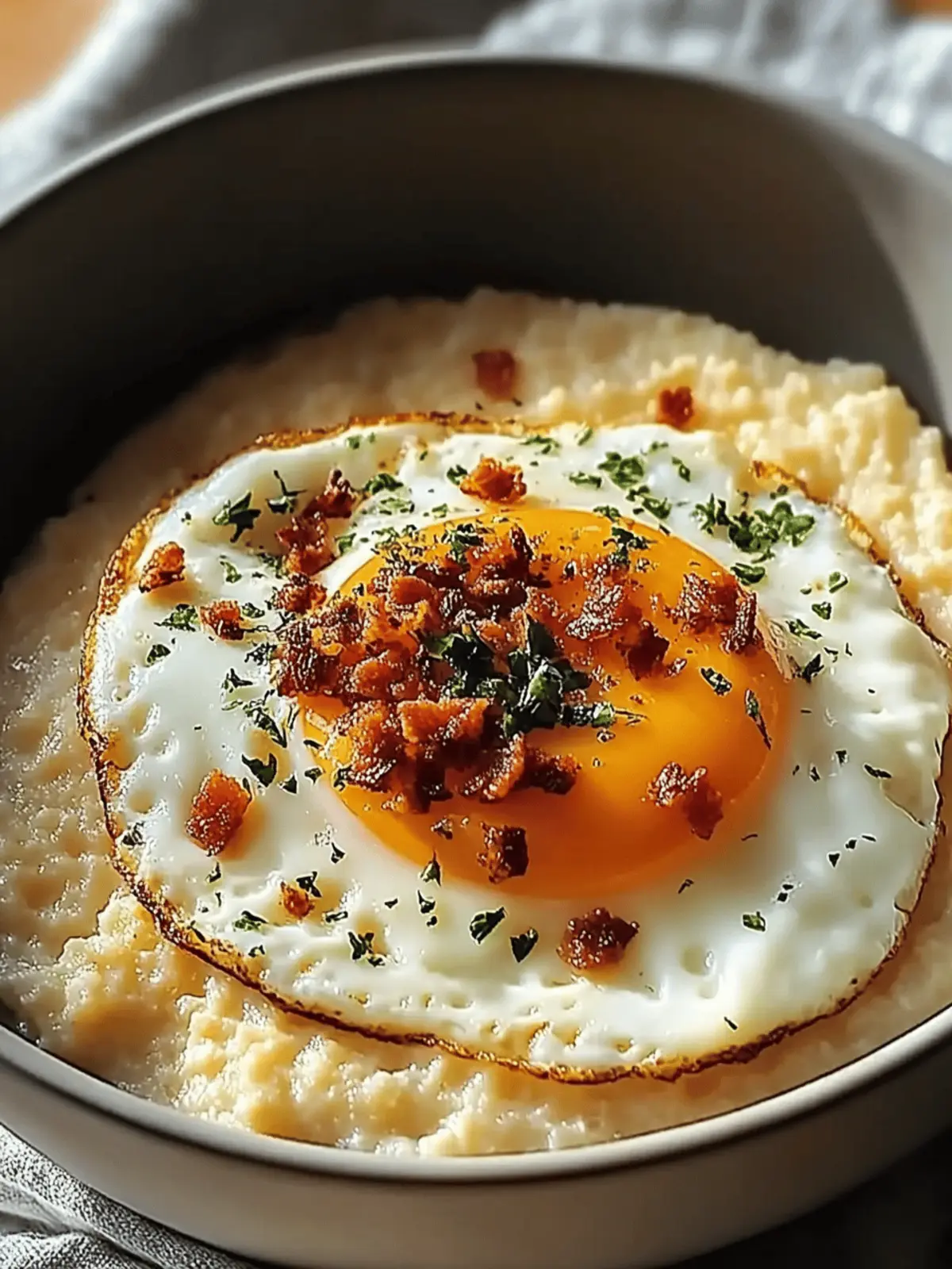 Cheesy Grits with Fried Egg