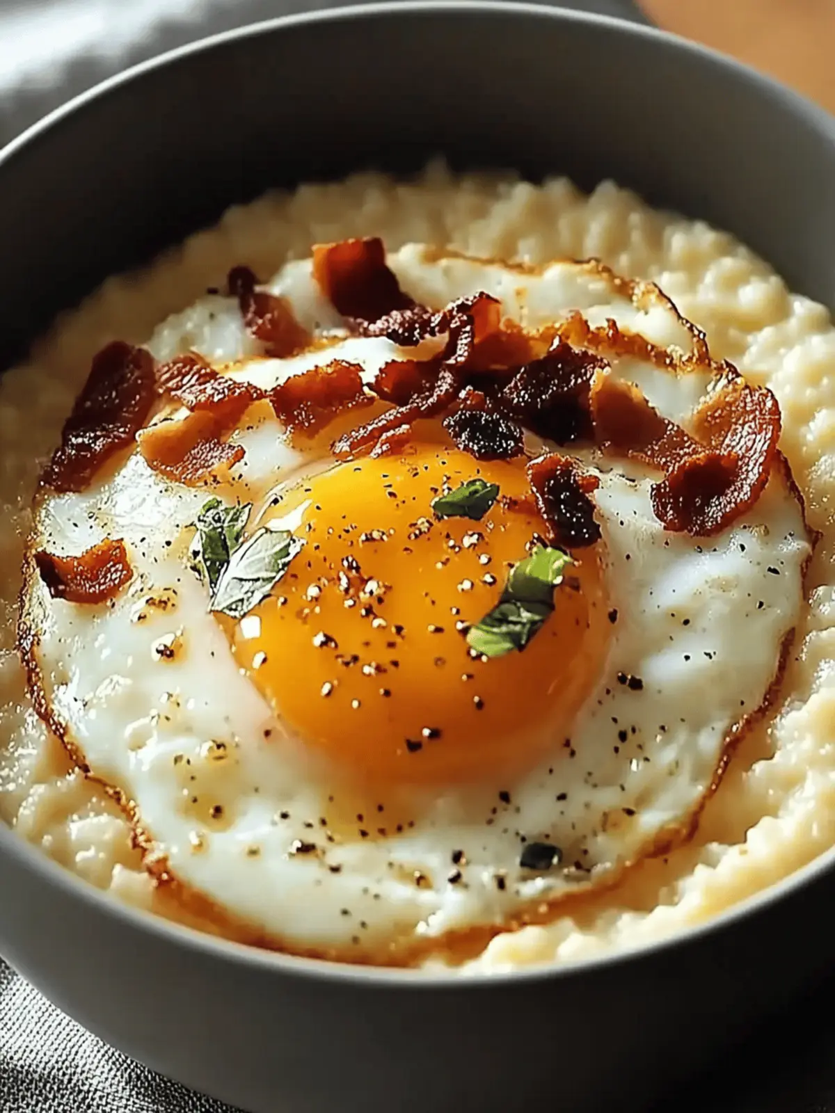 Cheesy Grits with Fried Egg