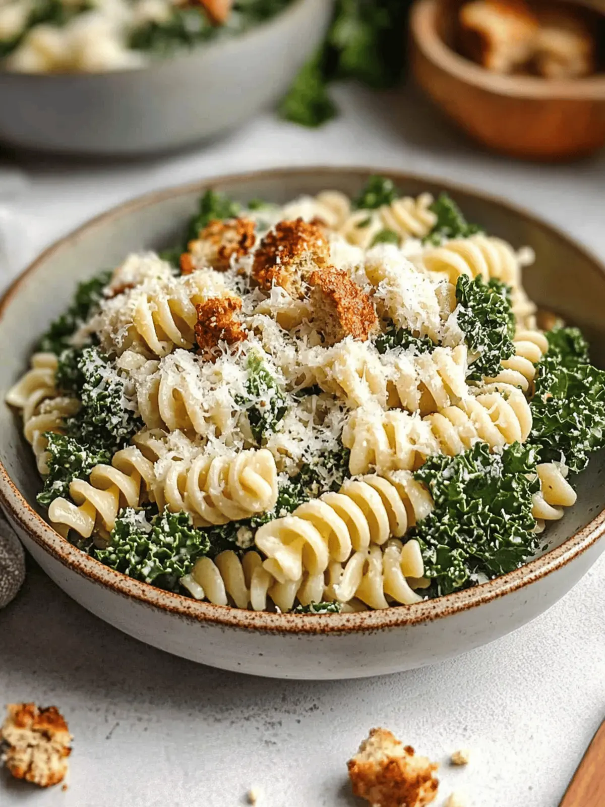 Kale Caesar Pasta Salad