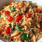 Savory Ground Beef Orzo
