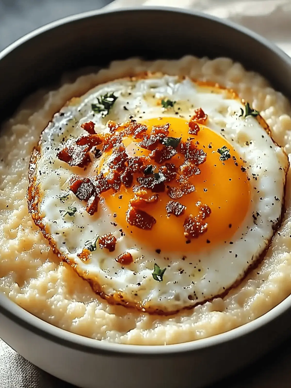 Cheesy Grits with Fried Egg