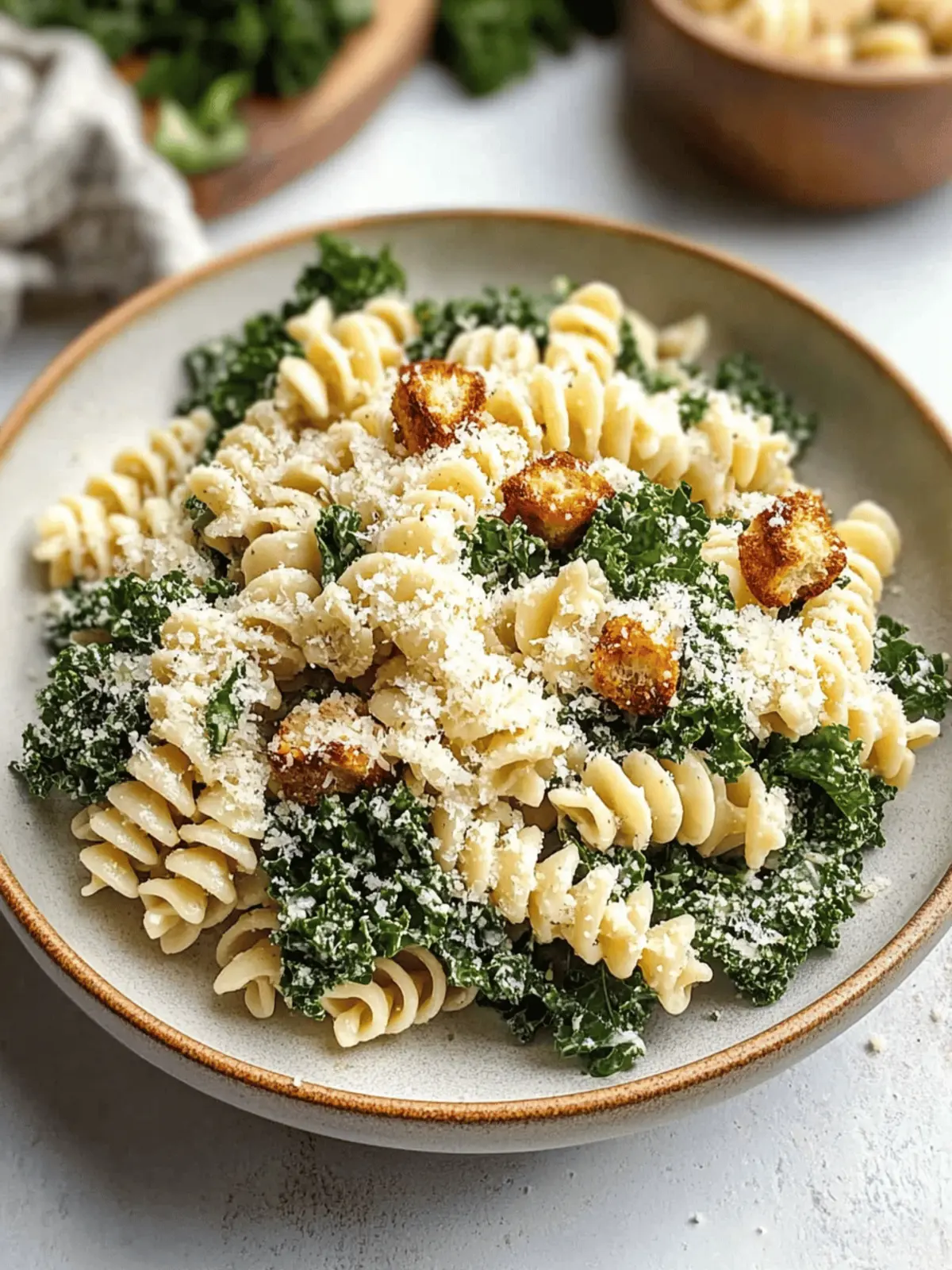 Kale Caesar Pasta Salad