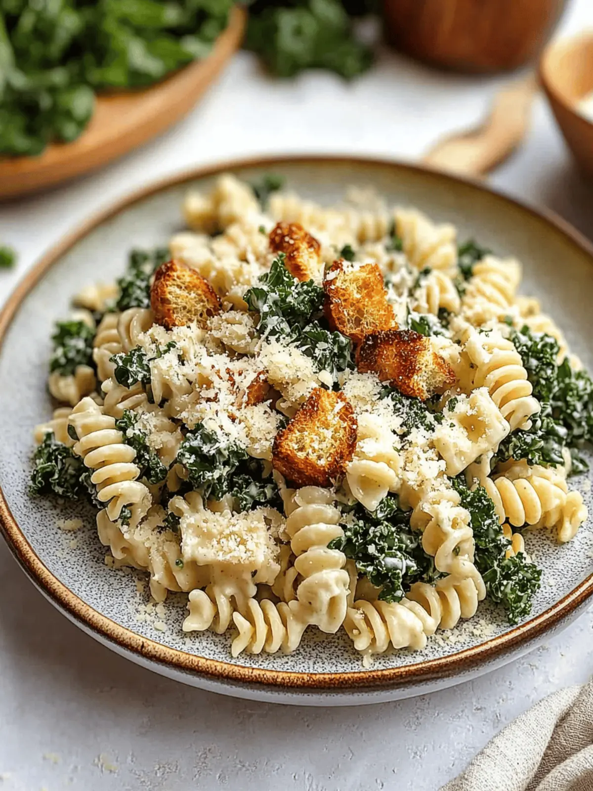 Kale Caesar Pasta Salad