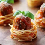 Mini Spaghetti and Meatball Bites