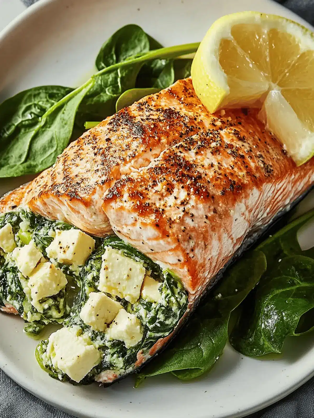 Spinach Feta Stuffed Salmon