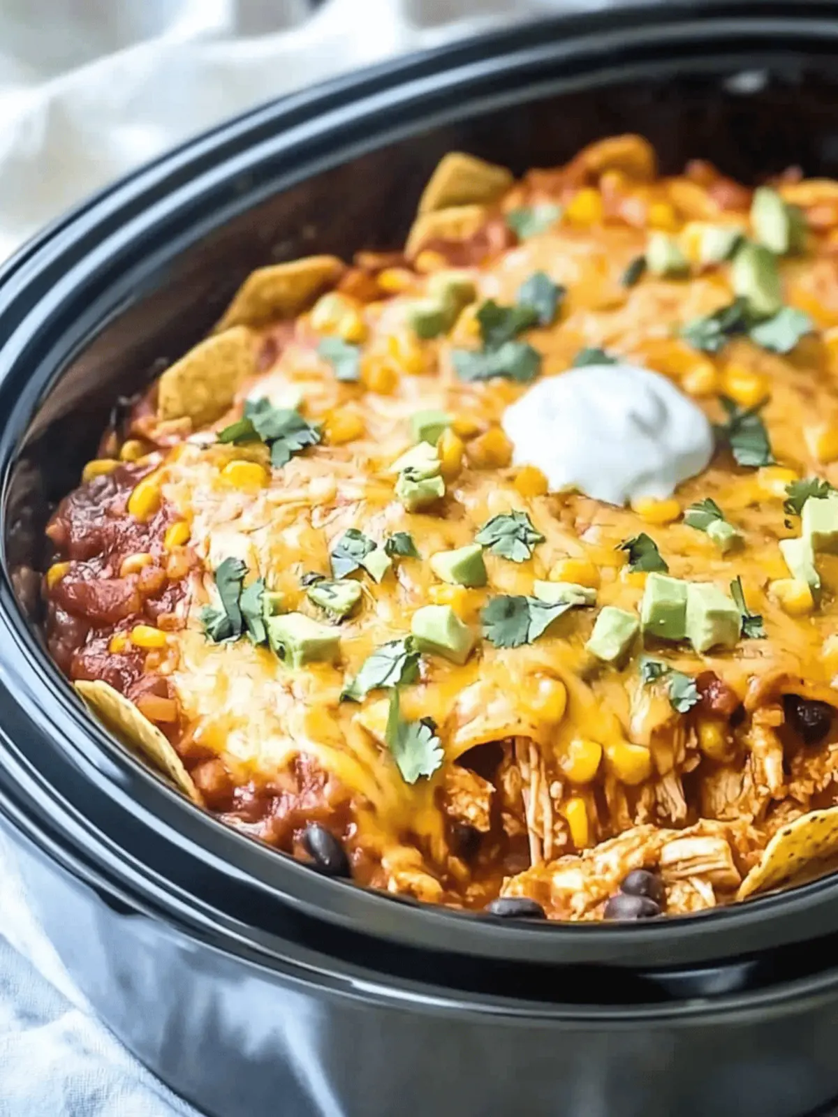 Crockpot Chicken Enchilada Casserole