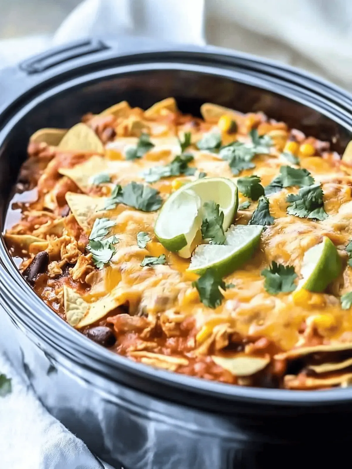 Crockpot Chicken Enchilada Casserole