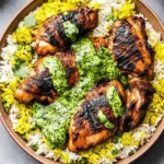 Peruvian Chicken and Rice with Green Sauce