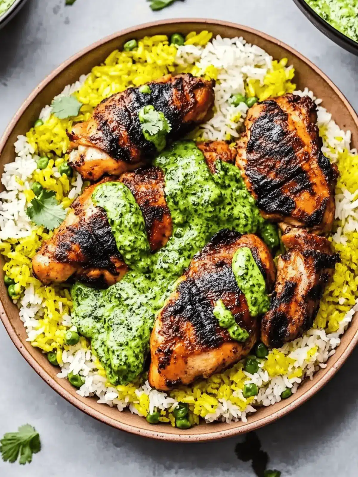 Peruvian Chicken and Rice with Green Sauce