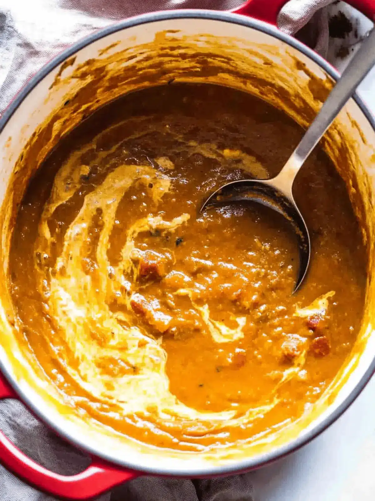 Spicy chorizo pumpkin soup