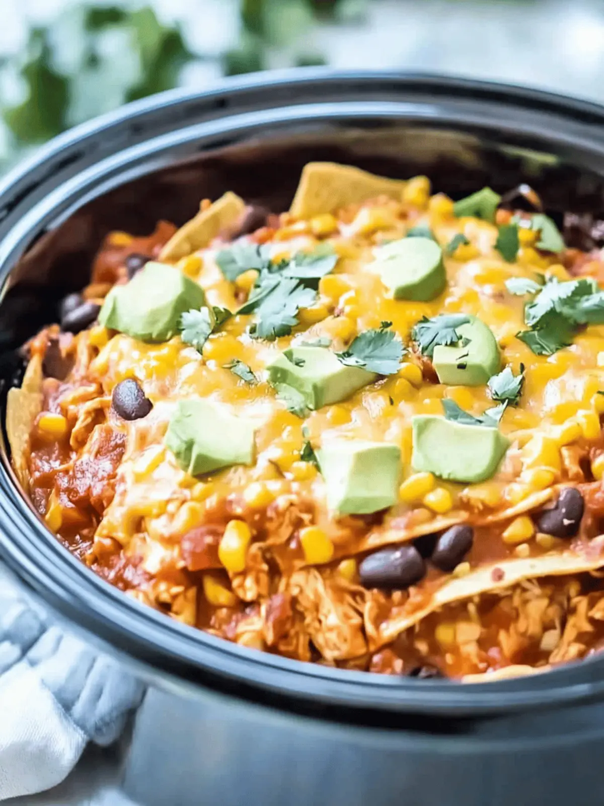 Crockpot Chicken Enchilada Casserole