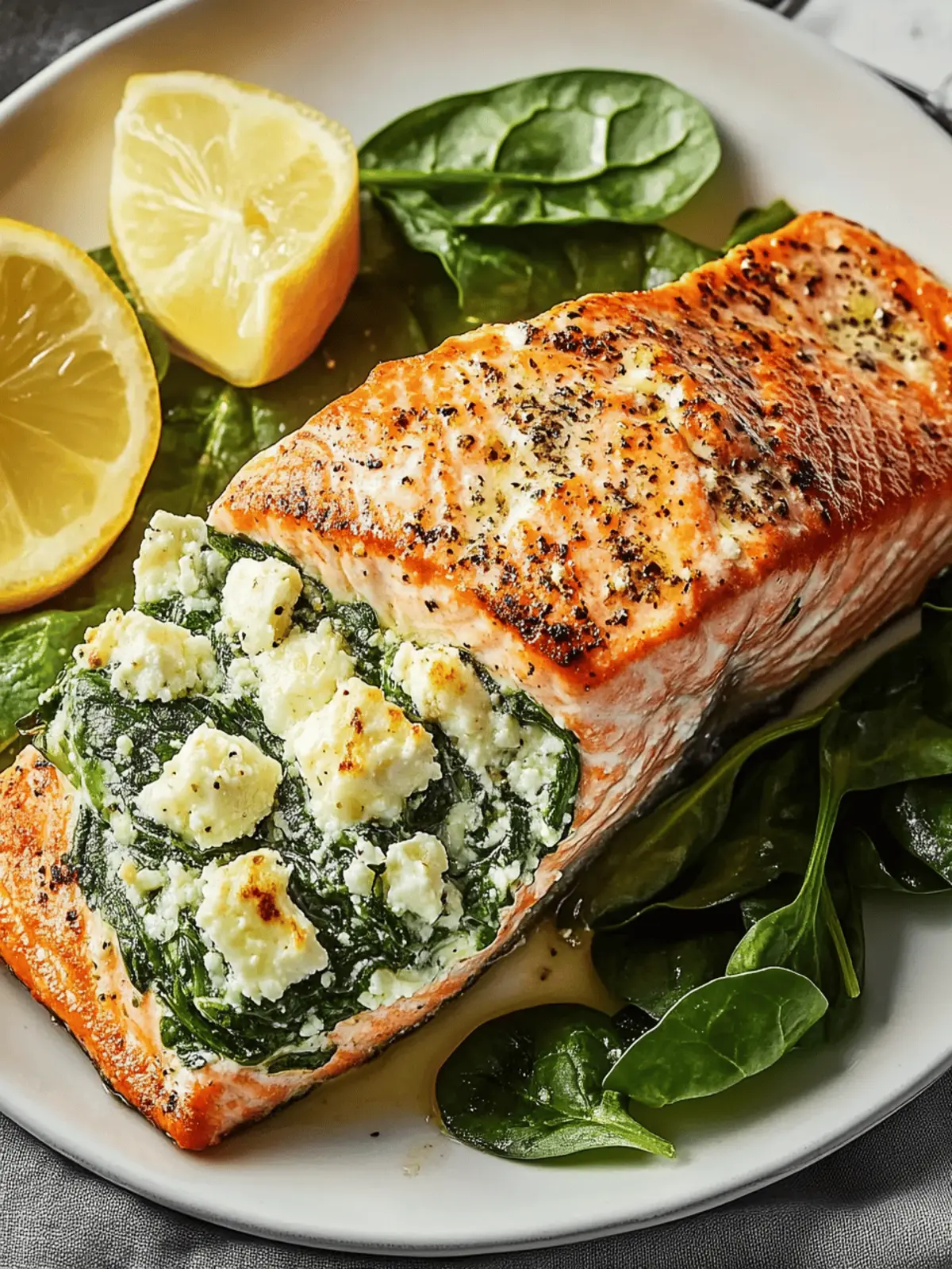 Spinach Feta Stuffed Salmon