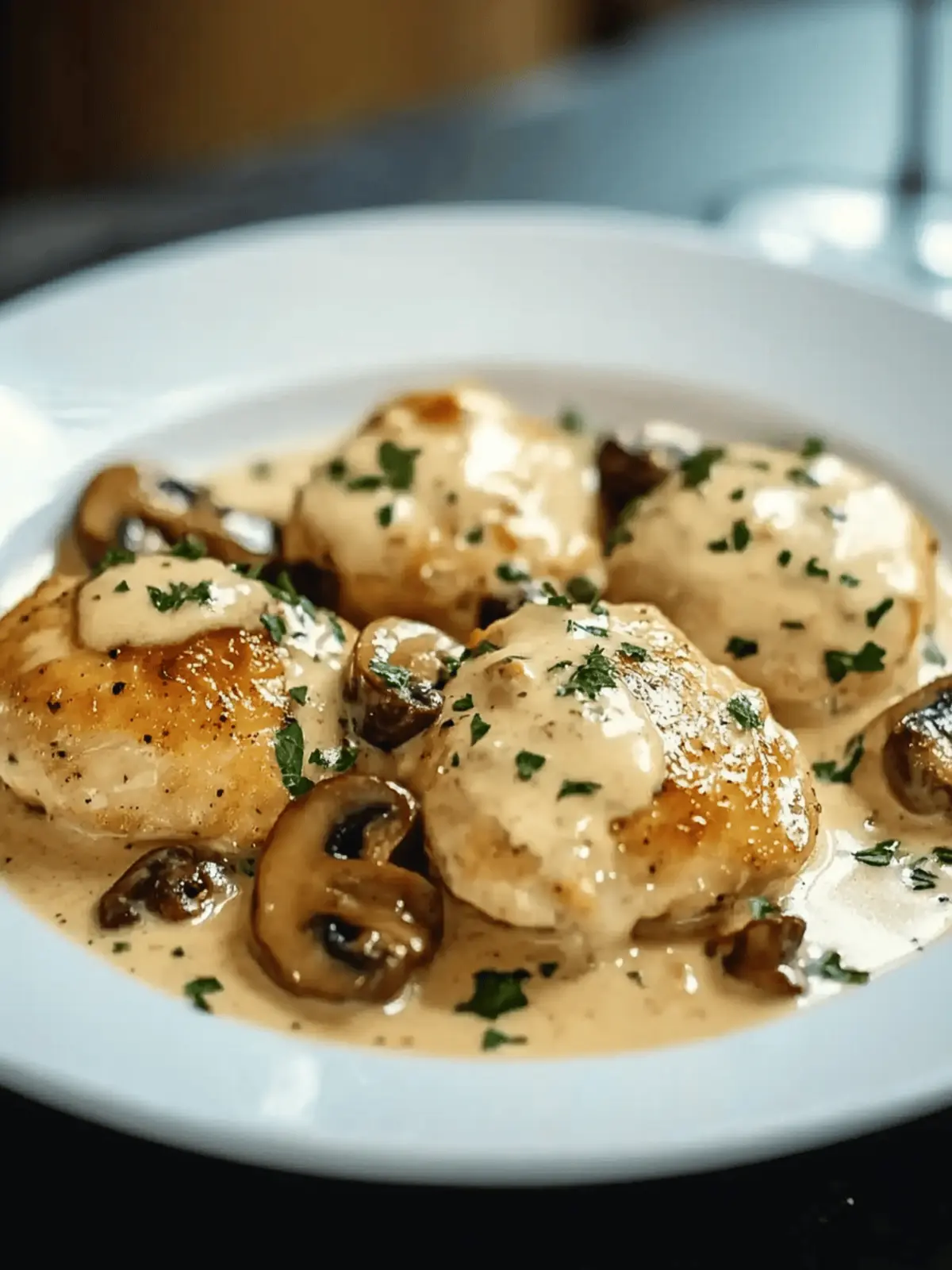 Creamy Garlic Mushroom Chicken Thighs