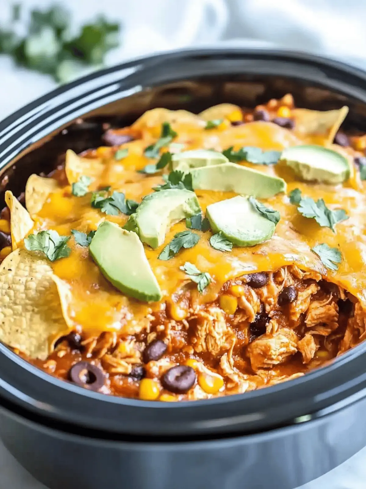 Crockpot Chicken Enchilada Casserole