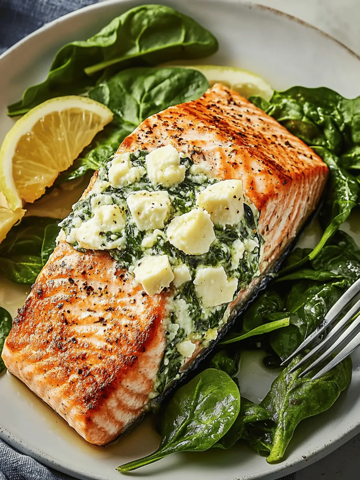 Spinach Feta Stuffed Salmon
