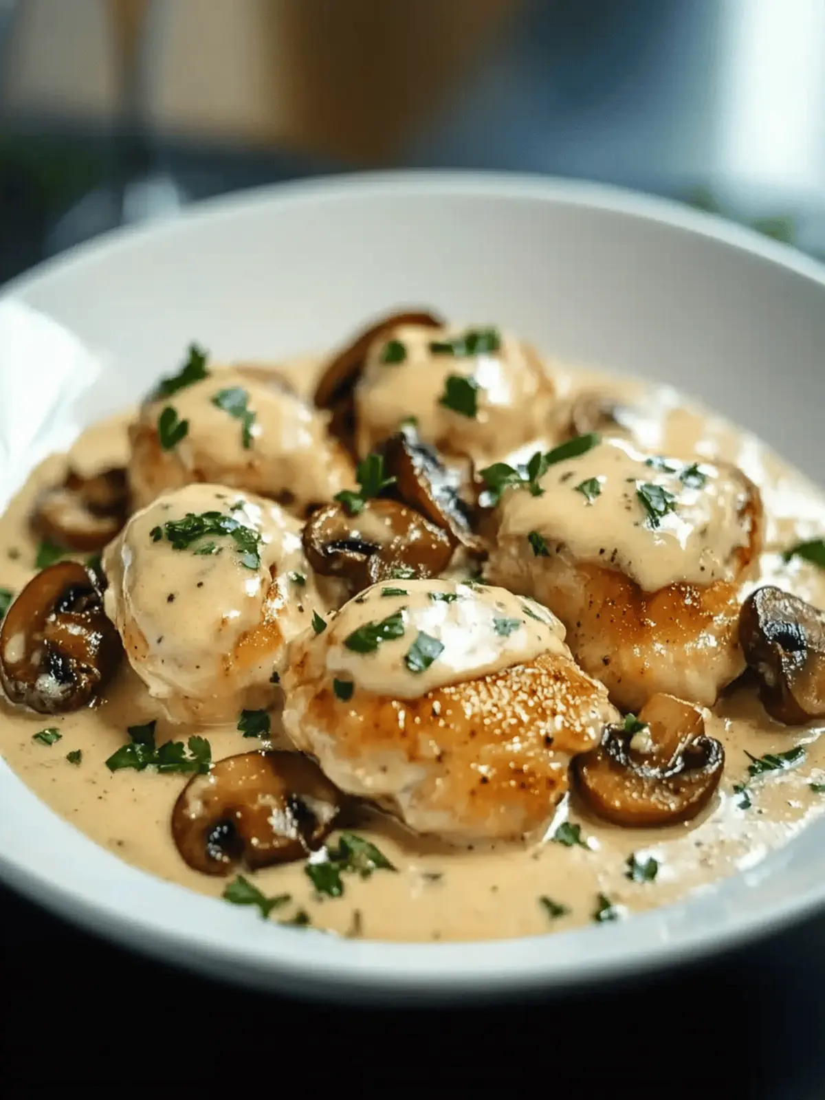 Creamy Garlic Mushroom Chicken Thighs