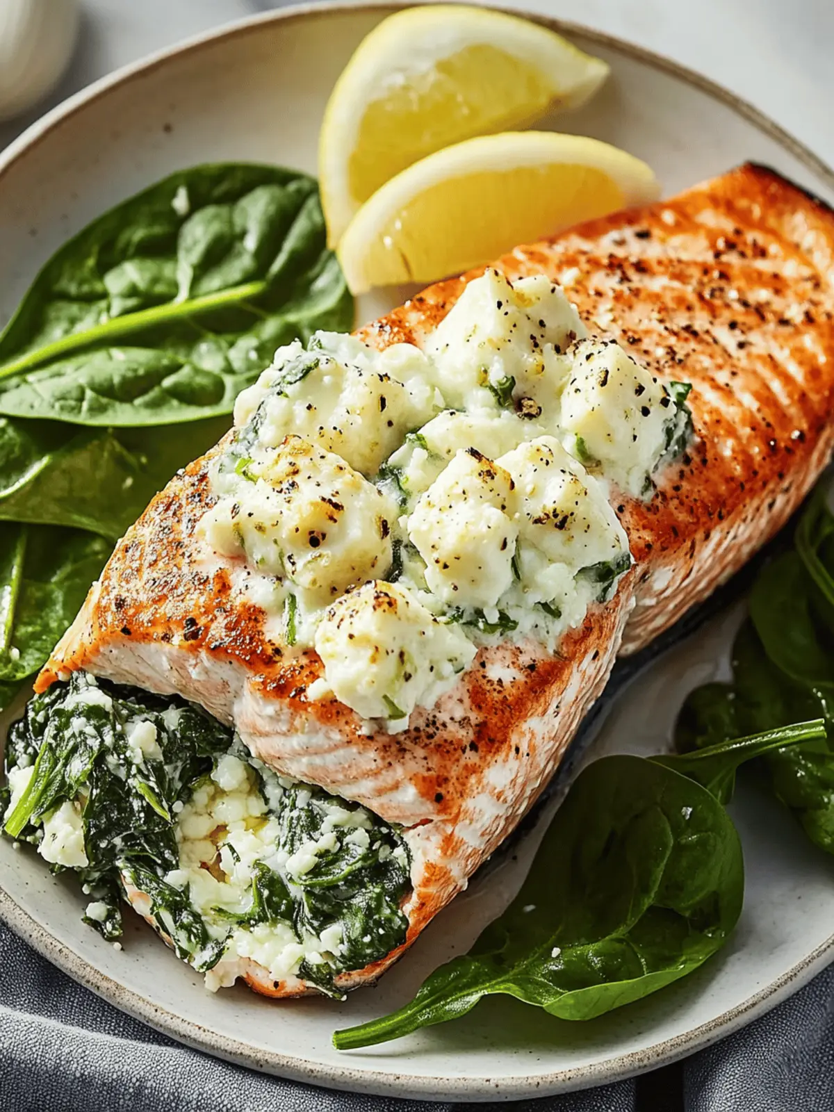 Spinach Feta Stuffed Salmon