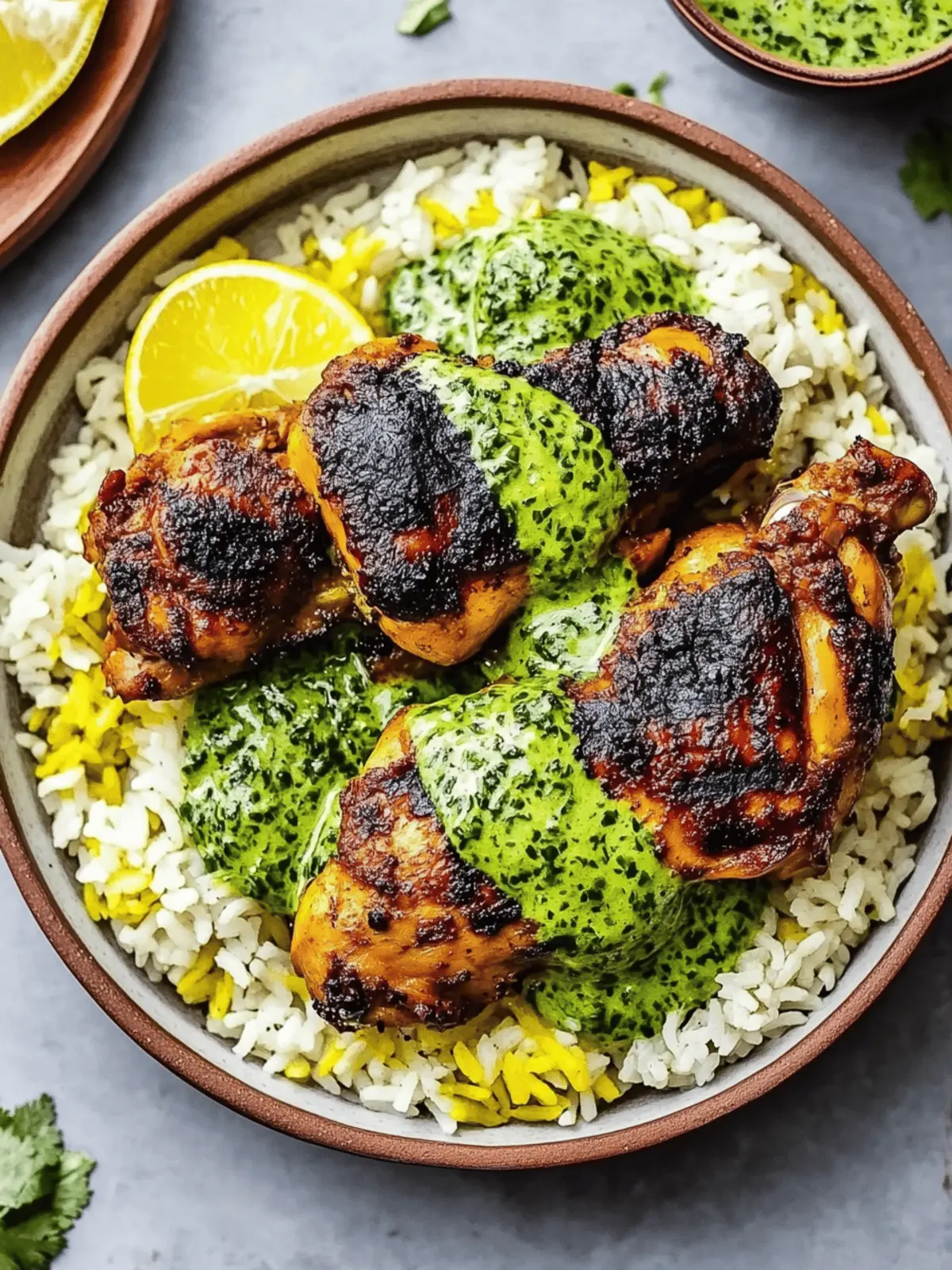Peruvian Chicken and Rice with Green Sauce