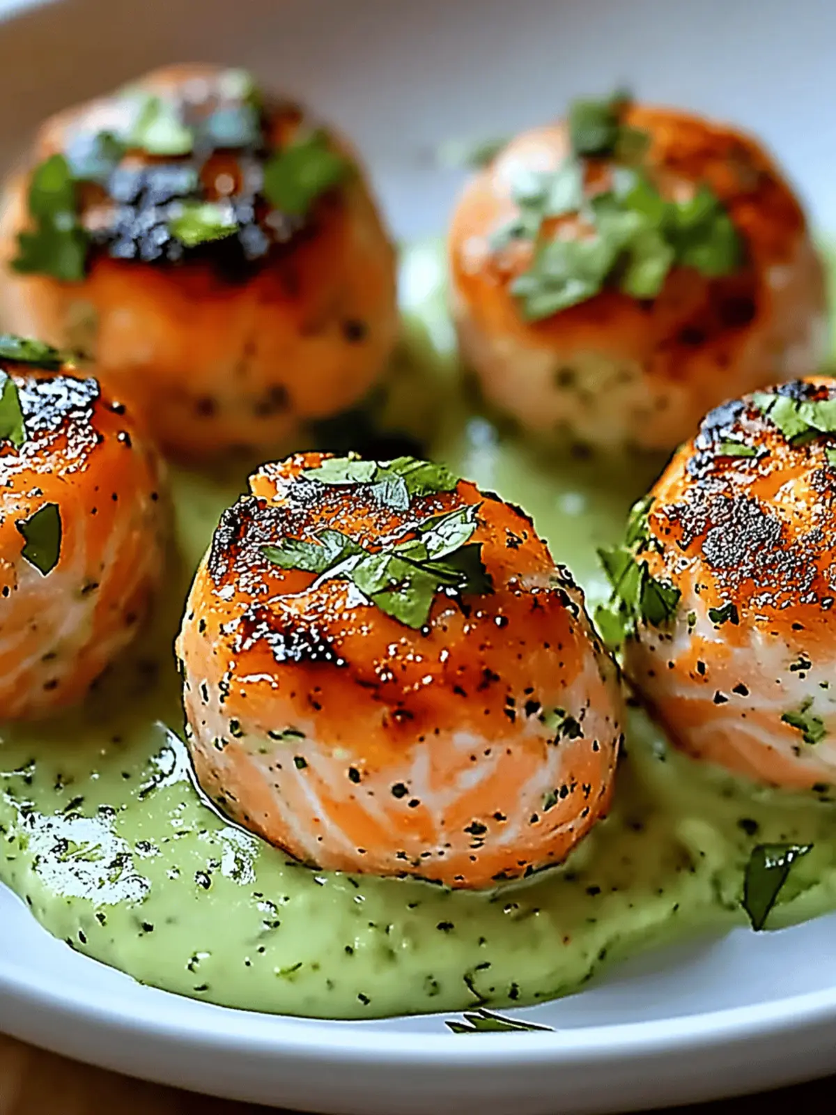 Salmon Balls with Creamy Avocado Sauce