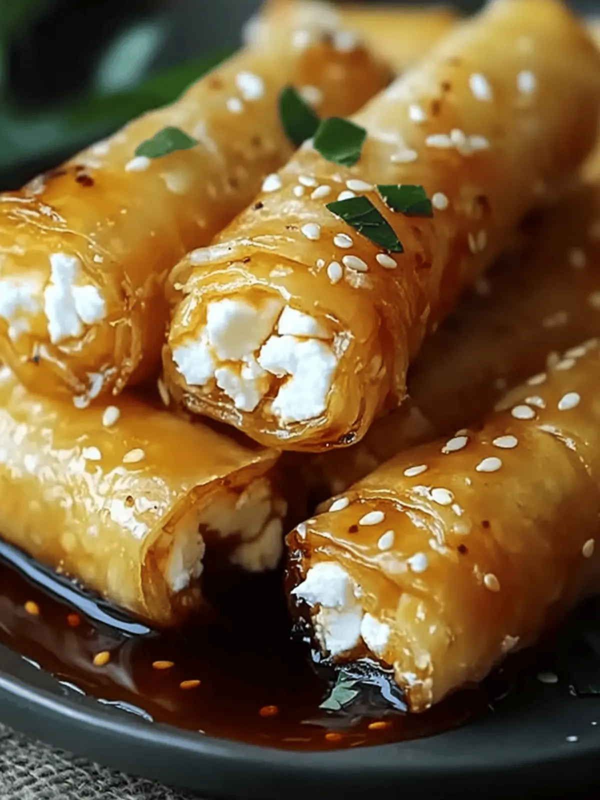 Oven Fried Feta Rolls with Chili Honey