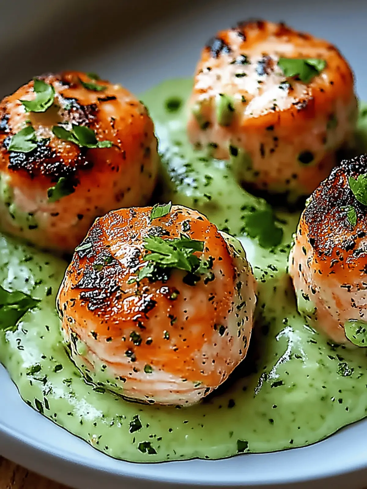 Salmon Balls with Creamy Avocado Sauce
