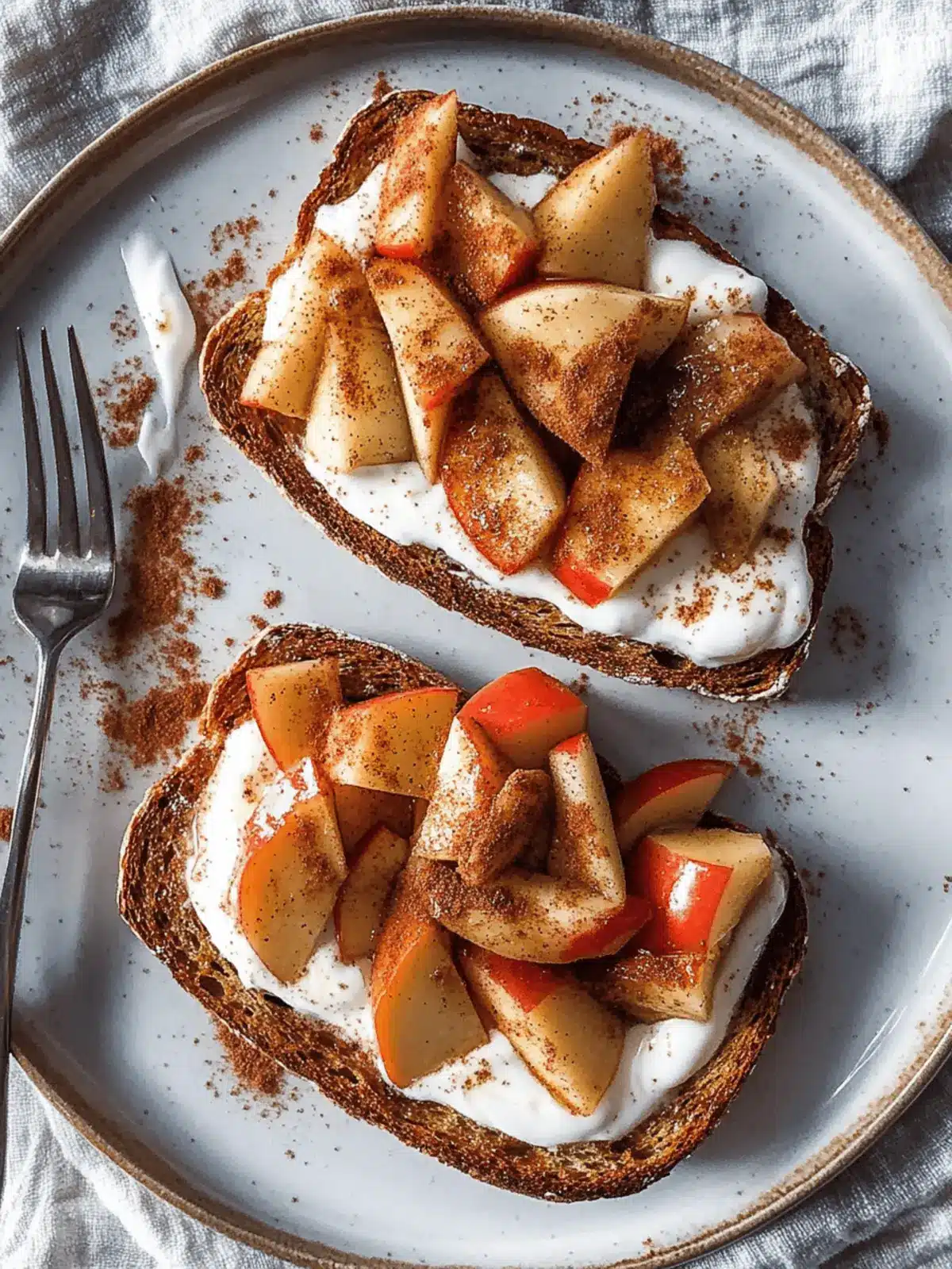 Sautéed Cinnamon Apples and Yogurt Toast