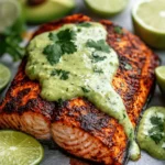 Baked Cajun Salmon And Avocado Lime Sauce