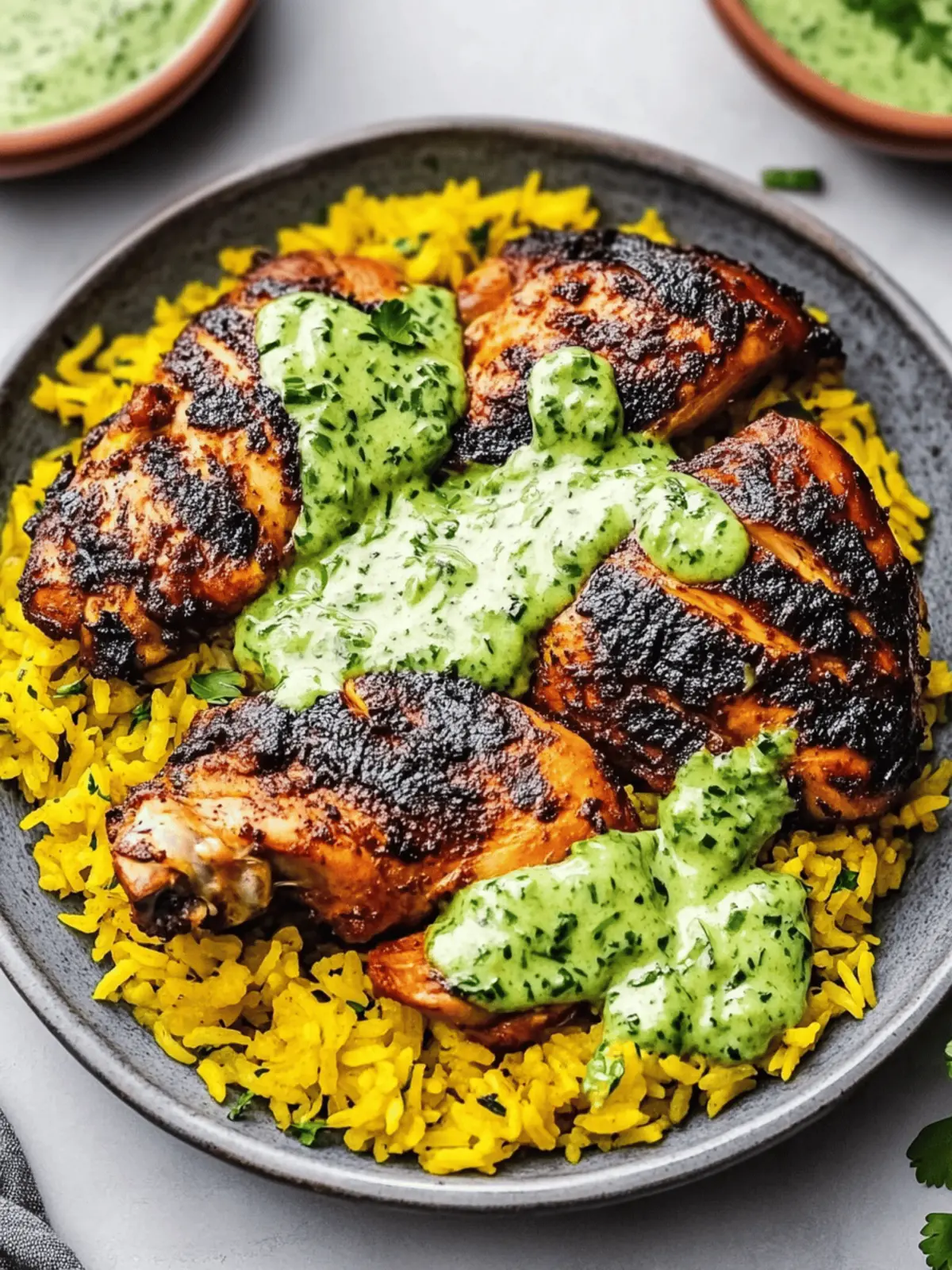 Peruvian Chicken and Rice with Green Sauce