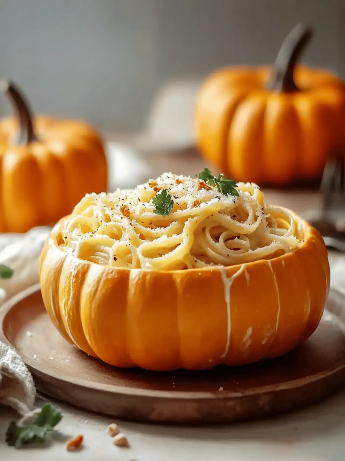 Pumpkin Alfredo Pasta Cauldrons