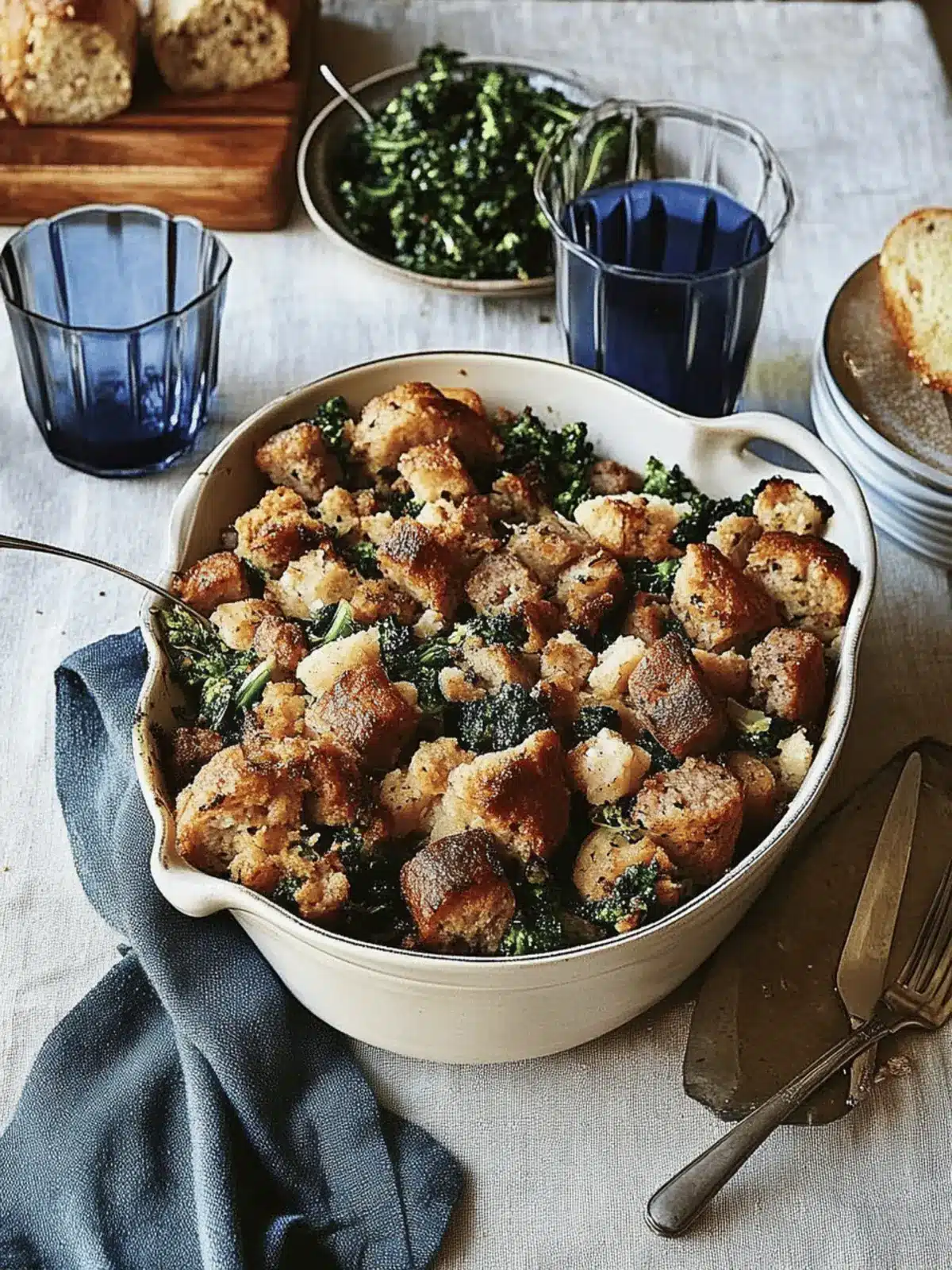 Broccoli Rabe and Sausage Stuffing