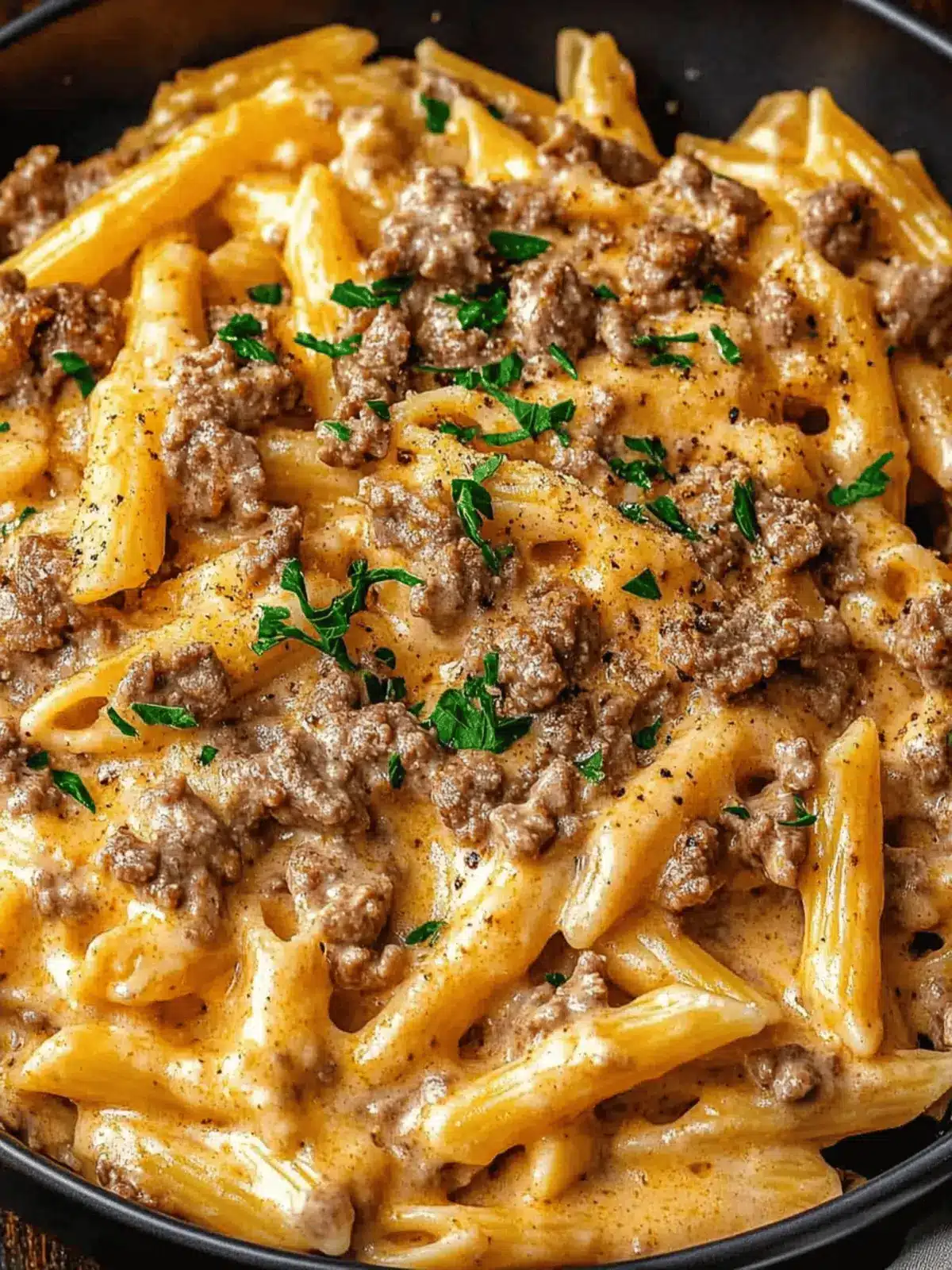 High Protein Creamy Beef Pasta