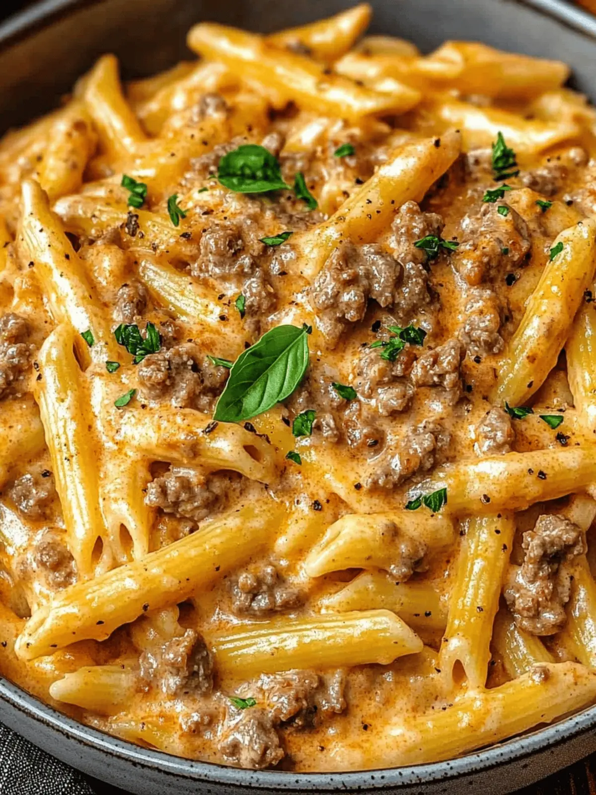 High Protein Creamy Beef Pasta