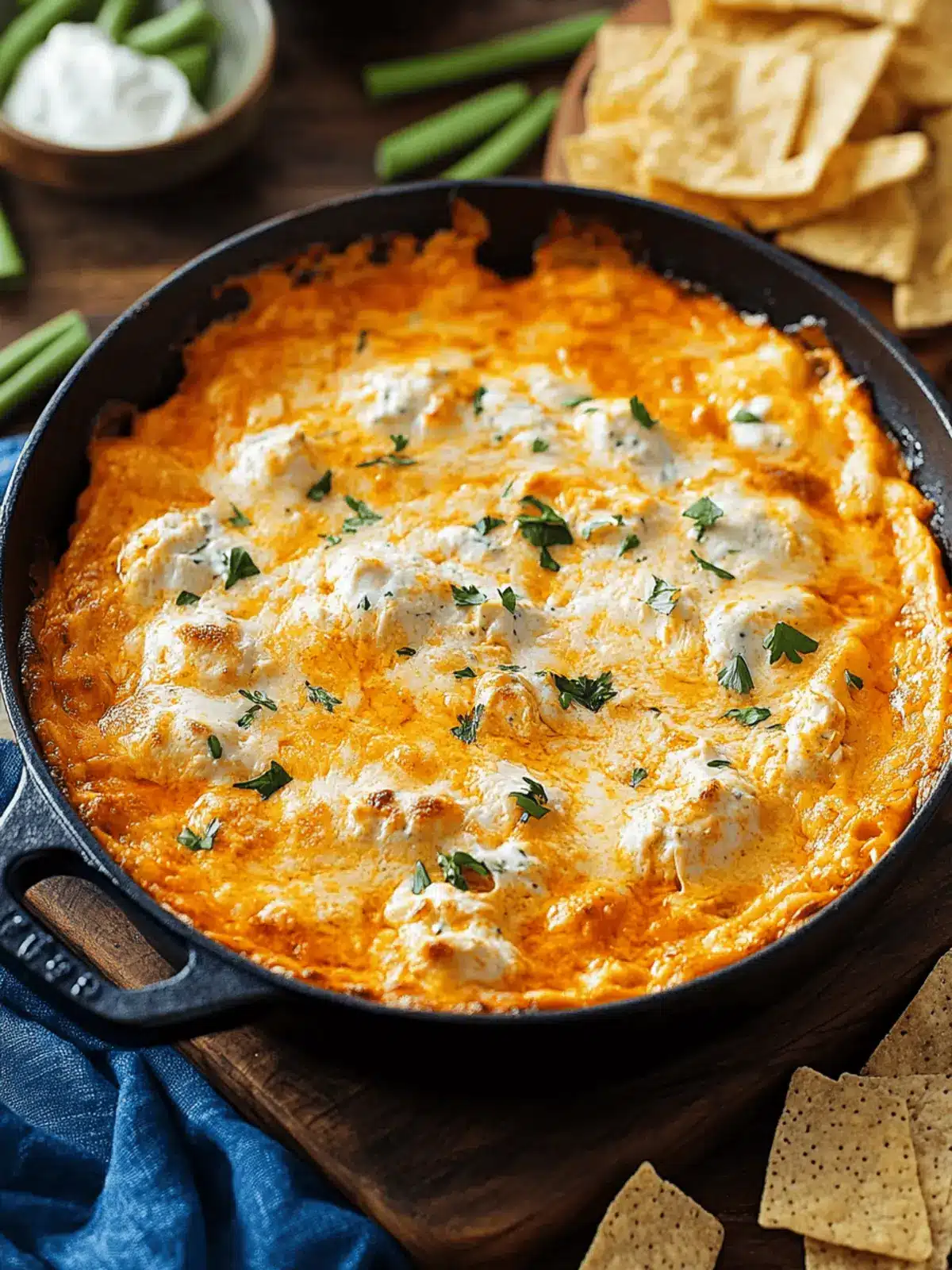 Cheesy Skillet Buffalo Chicken Dip