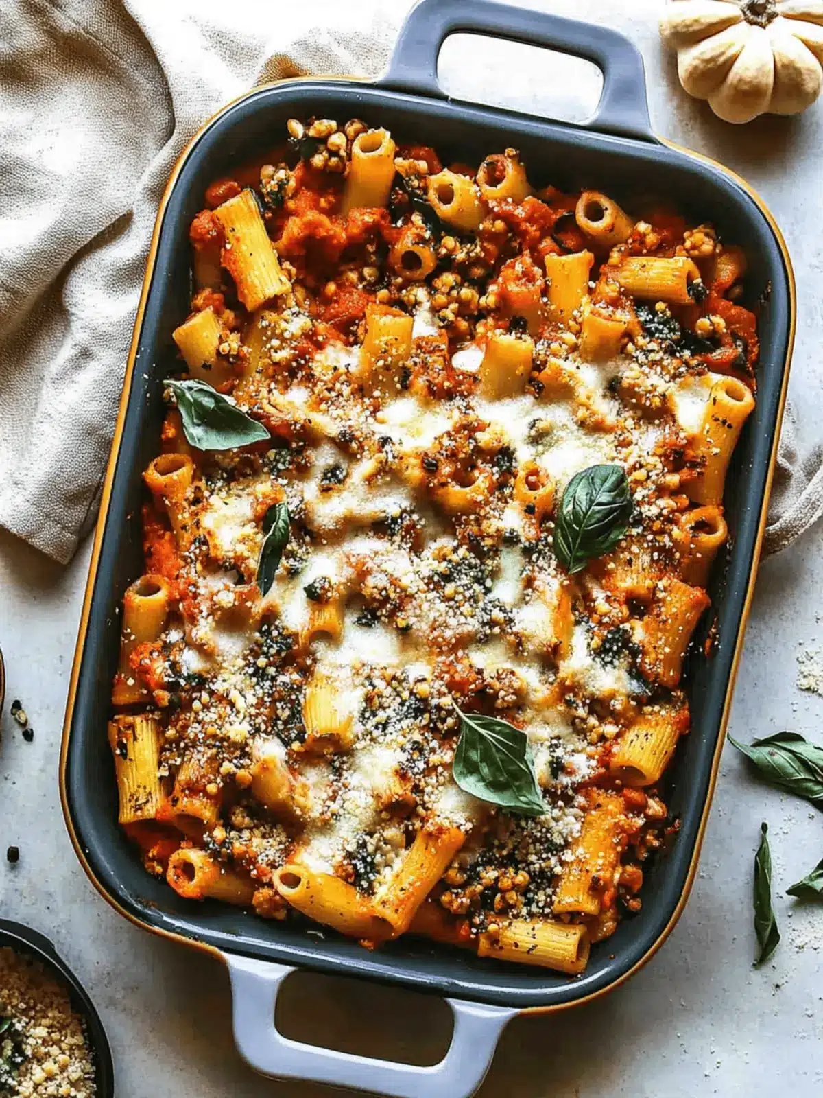 Pasta Bake with Pumpkin Tomato Sauce