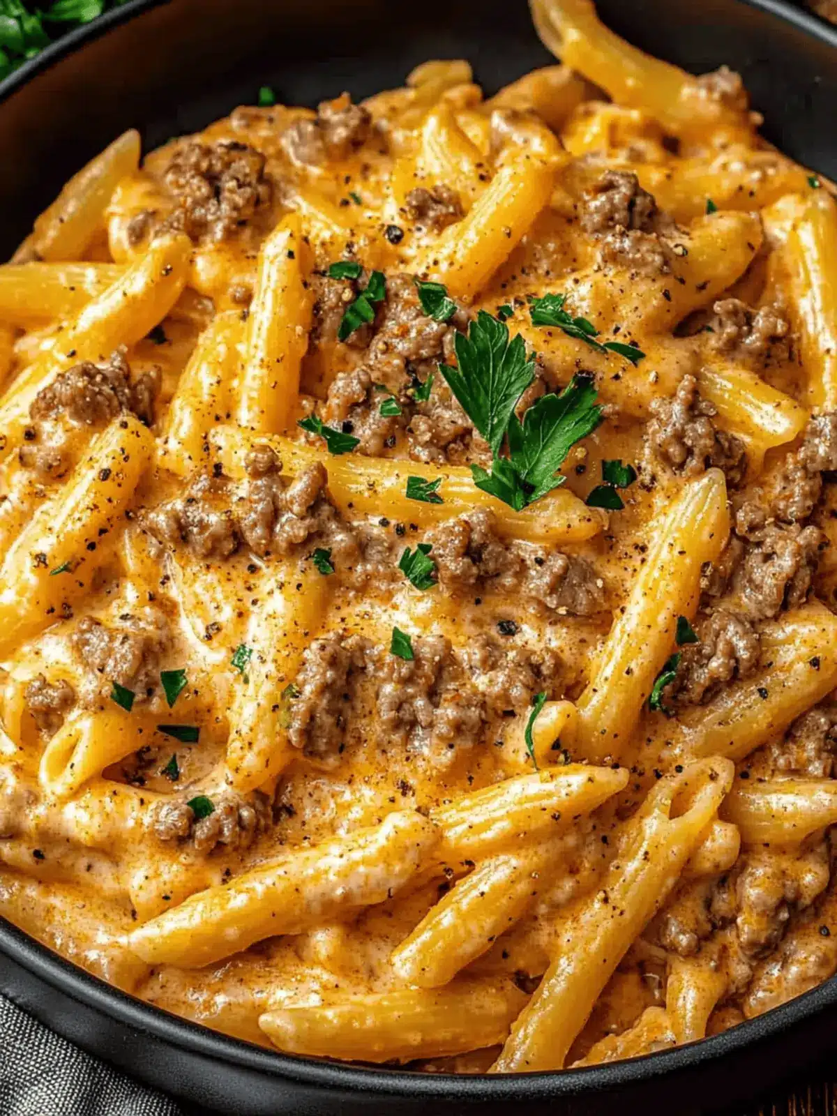 High Protein Creamy Beef Pasta