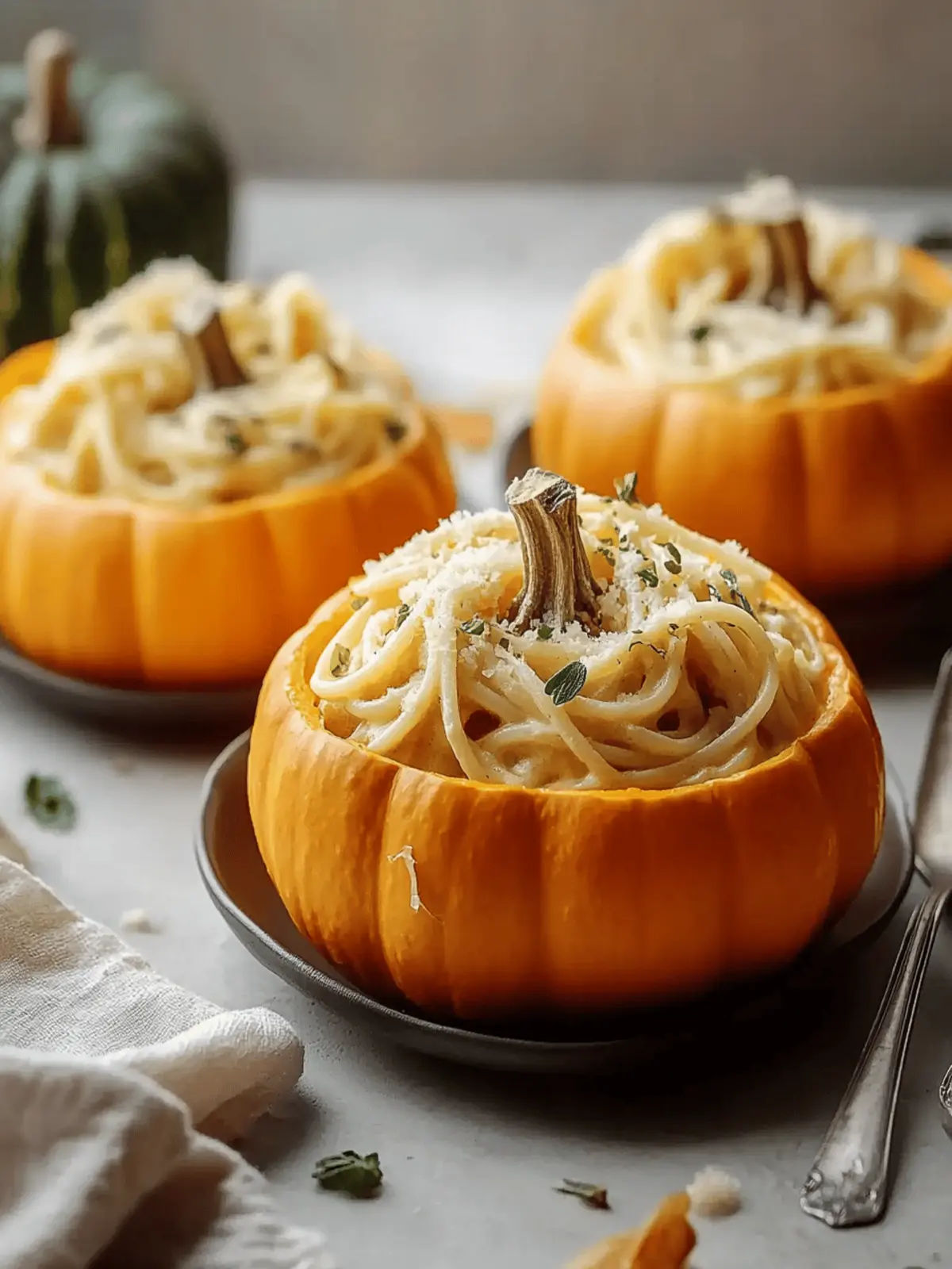 Pumpkin Alfredo Pasta Cauldrons