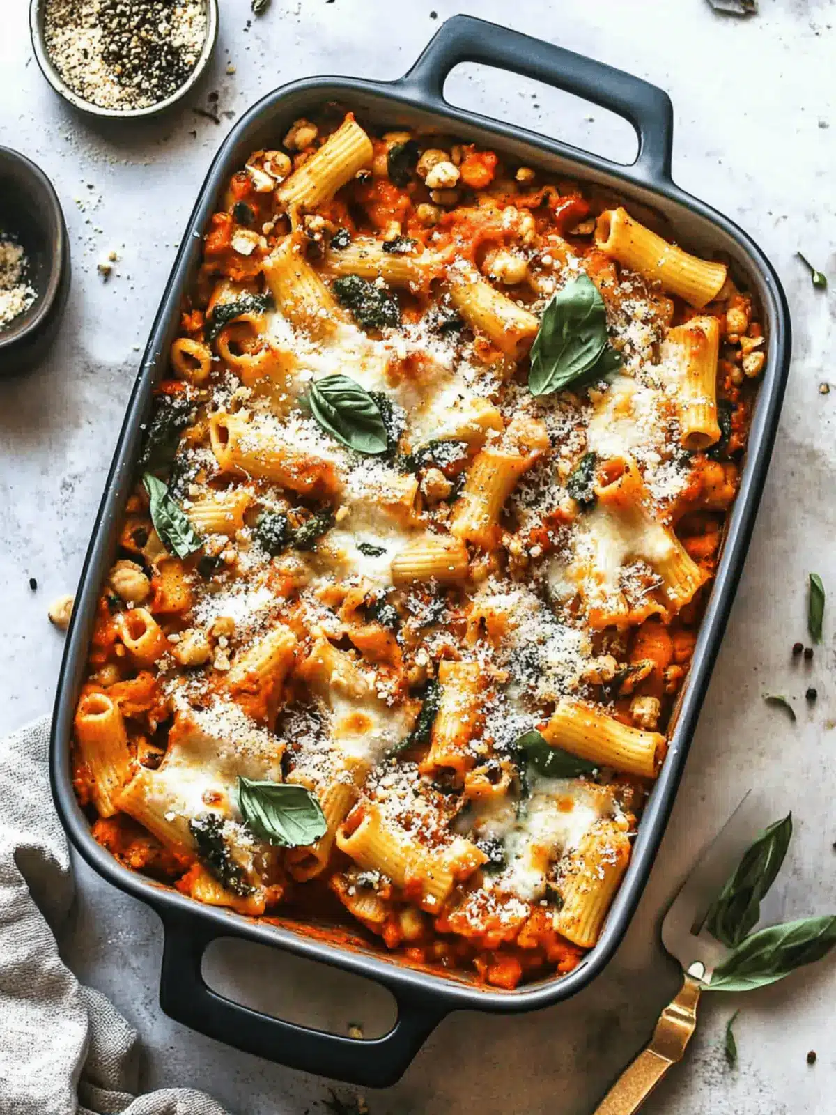 Pasta Bake with Pumpkin Tomato Sauce