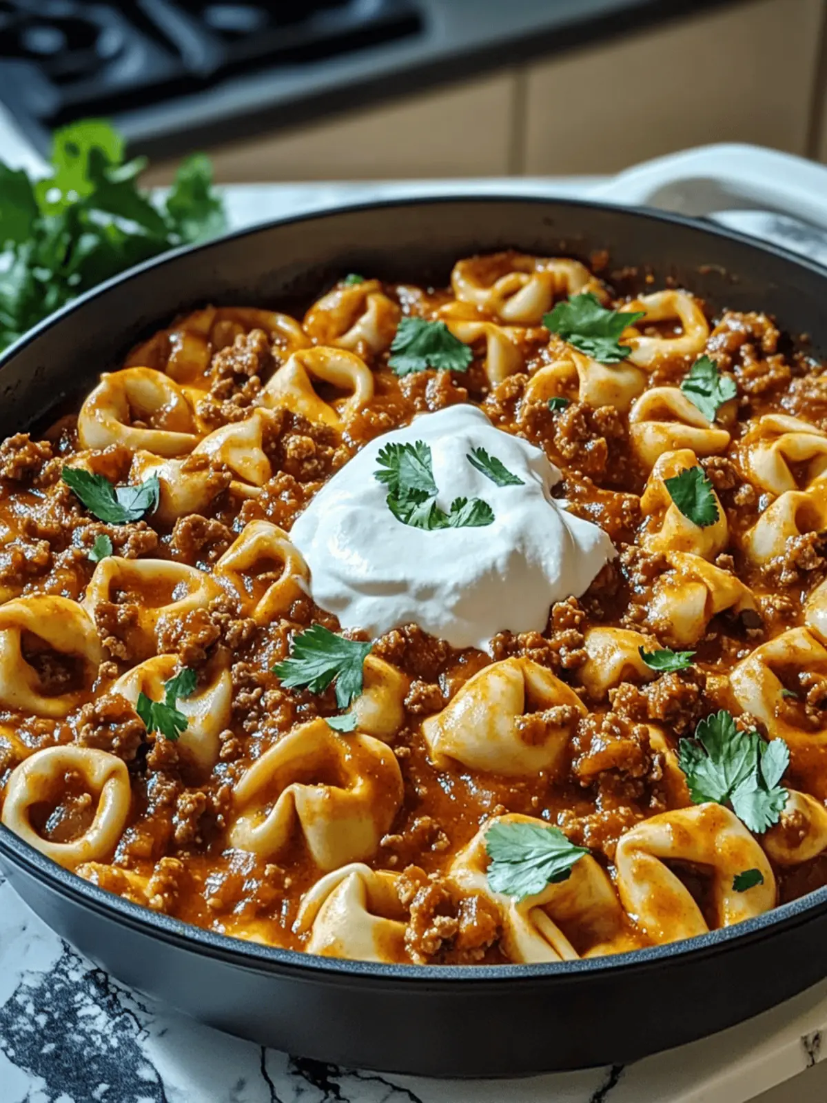 Cheesy Beef Enchilada Tortellini