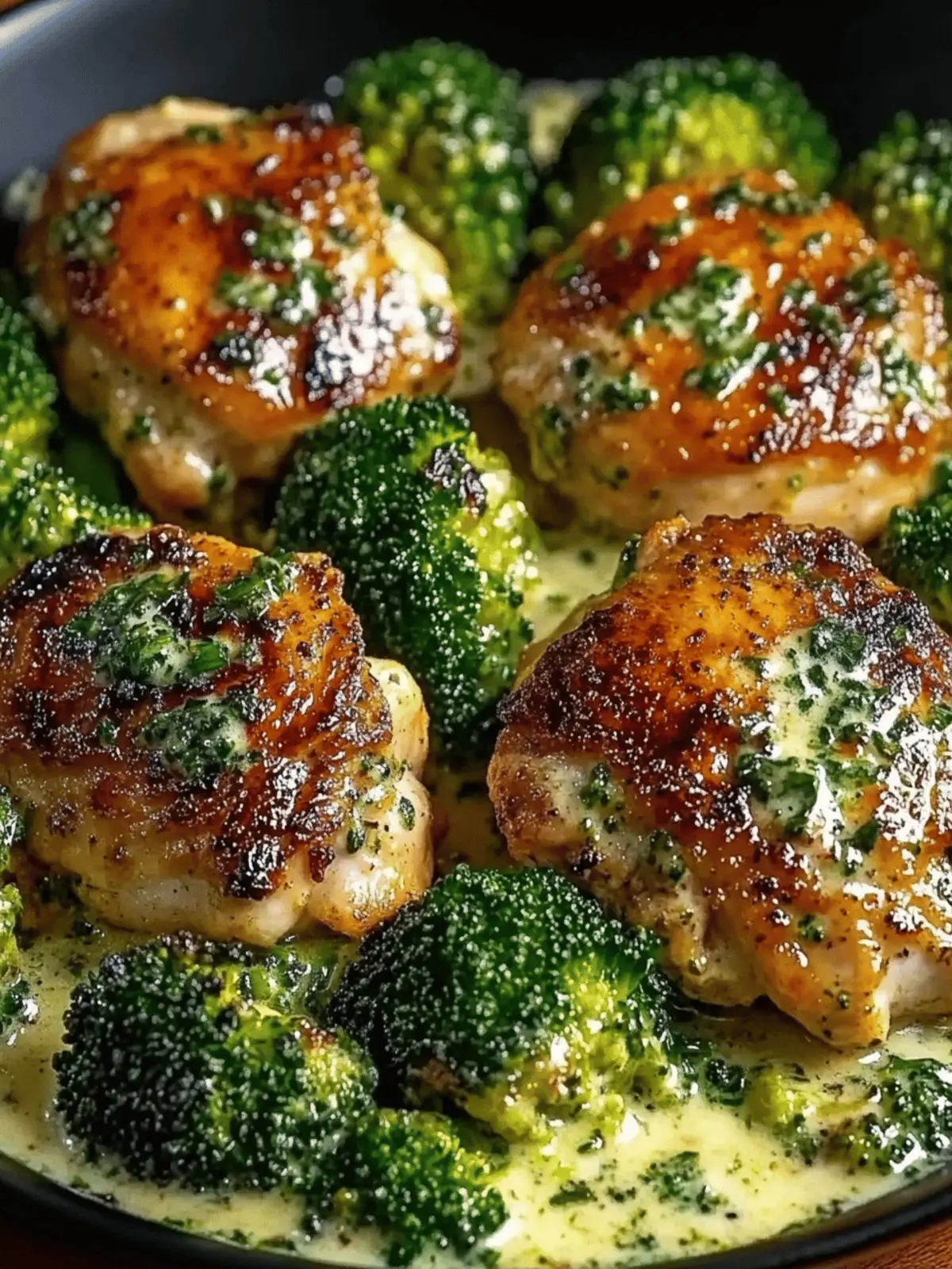 Juicy Ranch Chicken Thighs with Creamy Garlic Broccoli