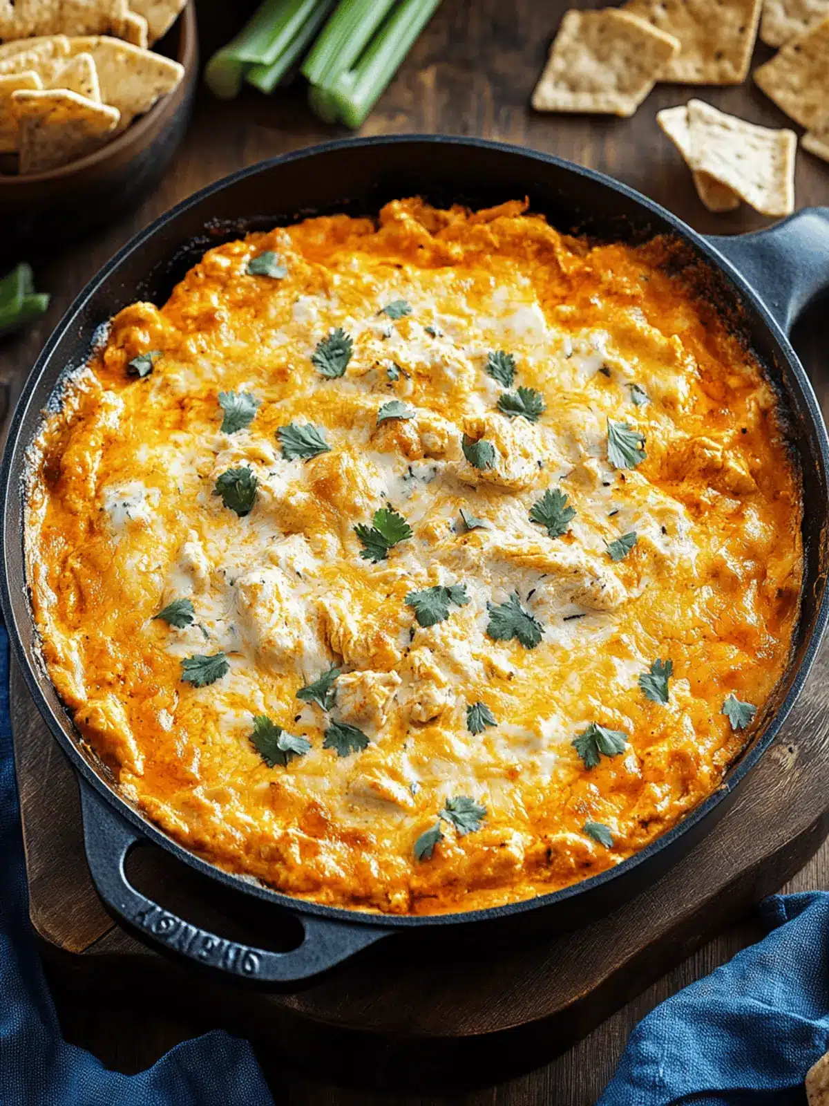Cheesy Skillet Buffalo Chicken Dip